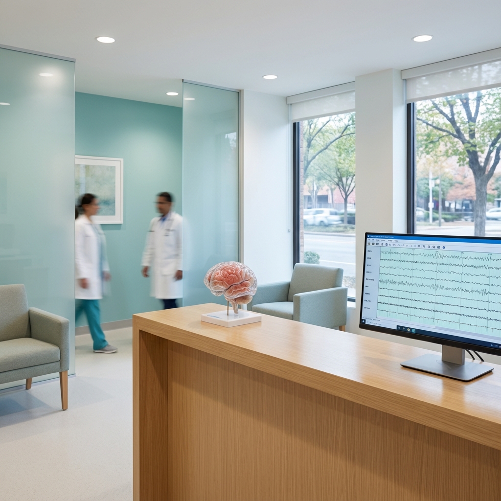 Modern, calming neurology clinic interior